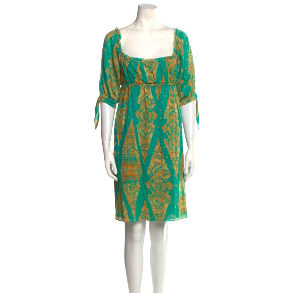 Diane Vin Fursentberg Elegant Green and Gold Women's Dress size Medium